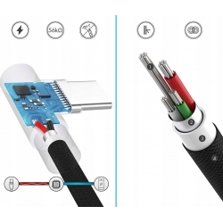 Kątowy kabel USB-micro USB do ładowania telefonu