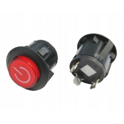 Przełącznik okrągły czerwony 16A/250V podśw. 12V