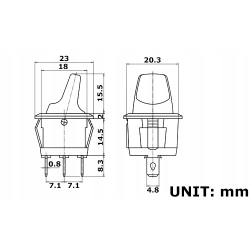 Przełącznik hebelkowy żółty 6A/250V podśw.12V