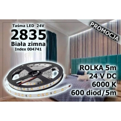 Taśma LED Premium 2835 6000K 5m 600diod 24V