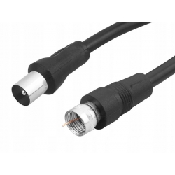 Kabel przewód antenowy wtyk TV - wtyk F nakręcany