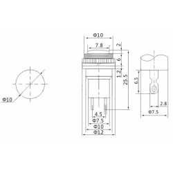 Przełącznik PBS-23Br chwilowy 0.5A 250V zwierny