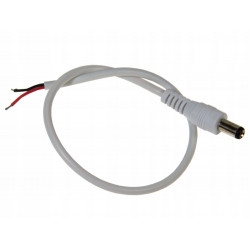 Wtyk DC 2,1/5,5 na kablu 30cm biały kabel podwójny