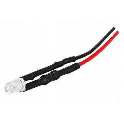 Kontrolka DIODA LED 5 mm czerwony 12Vclear z przewodem 20cm