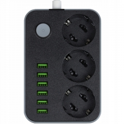 Antyprzepięciowa listwa zasilająca 1,5m 3 x 230V  6 x USB 5V przedłużacz