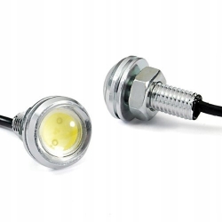 Żarówka LED 12V 1W 22mm barwa światła zielona z soczewką - srebrna