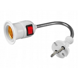 LAMPKA ADAPTER GNIAZDA ŻARÓWKI E27 - WTYK 230V Z WYŁĄCZNIKIEM GIĘTKI