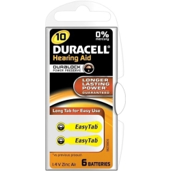 Bateria do aparatów słuchowych Duracell 10 - 6 szt. 100 mAh