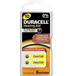 Bateria do aparatów słuchowych Duracell 10 - 6 szt. 100 mAh
