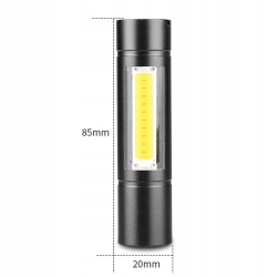 Latarka taktyczna LED XPE Q5 CREE + COB zoom akum. futerał 800lm 3 tryby