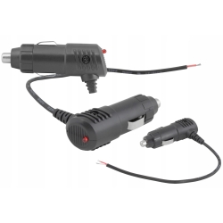 Wtyk zapalniczki samochodowej kątowy LED + Bezpiecznik z kabelem 20cm