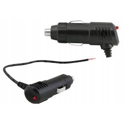 Wtyk zapalniczki samochodowej kątowy LED + Bezpiecznik z kabelem 20cm