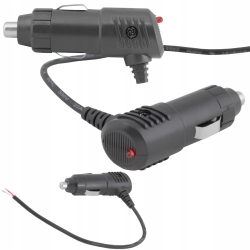 Wtyk zapalniczki samochodowej kątowy LED + Bezpiecznik z kabelem 20cm