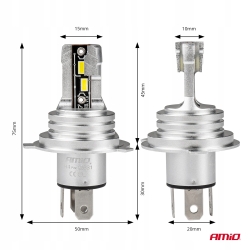 Żarówki samochodowe LED seria H-mini H4 6500K Canbus AMIO-03331