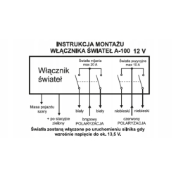 Automat włącznik świateł A-100 homologacja E20 produkt polski Altimplus