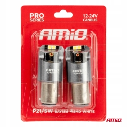 Żarówki LED CANBUS seria PRO BAY15D P21/5W SMD White 12V 24V AMIO-03585