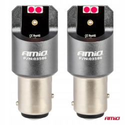 Żarówki LED CANBUS seria PRO BAY15D P21/5W SMD czerwona 12V 24V AMIO-03586