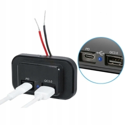 Ładowarka USB do zabudowy Podwójne gniazdo ładowarki PD USB-C12V