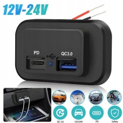 Ładowarka USB do zabudowy Podwójne gniazdo ładowarki PD USB-C12V