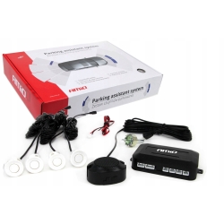 Zestaw czujników parkowania cofania Buzzer 4 sensory białe AMIO-01568