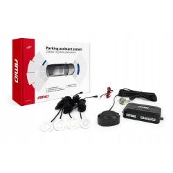 Zestaw czujników parkowania cofania Buzzer 4 sensory białe AMIO-01568