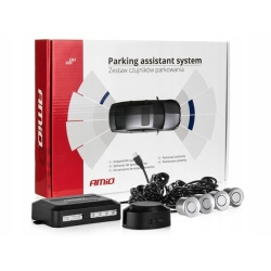 Zestaw czujników parkowania cofania Buzzer 4 sensory srebrne AMIO-01021
