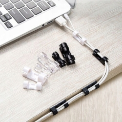 Organizer Kabli 10 szt Transparentny Uchwyt na Przewody 10mm - z Klipsem 3M