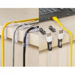 Organizer Kabli 10 szt Transparentny Uchwyt na Przewody 10mm - z Klipsem 3M
