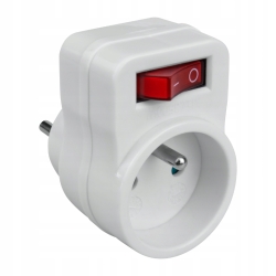Rozgałęźnik sieciowy wtyk-1 gniazdo z wyłącznikiem ,biały (LXP906W)
