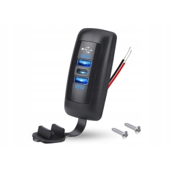 ŁADOWARKA DO ZABUDOWY CAR TRIPLE 12-24V 2xUSB-A QC 3.0 +TYPE-C PD 3,0