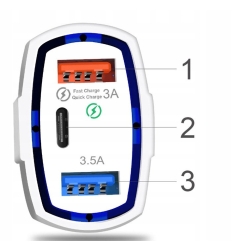 Szybka ładowarka samochodowa 2x USB 1x Type-C Quick Charge 3.0 (IN394)
