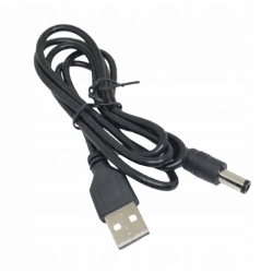 Przewód Kabel wtyk USB typ A - wtyk DC 2.1/5.5 czarny 1m (011725-AK)