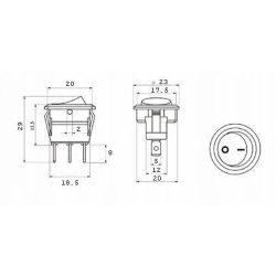 Przełącznik SMRS101 6A 250V okrągły ON-OFF d20 z przewodami (013841-AK)