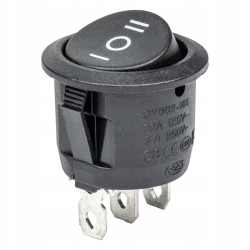 Przełącznik włącznik czarny okrągły 12/230V 6A BU03 AMIO-02463