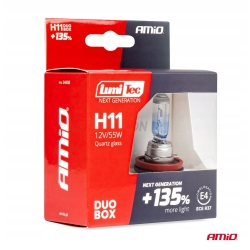 Żarówki halogenowe H11 12V 55W LumiTec NEXT GENERATION +135% DUO AMIO-04408