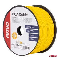 Przewód elektryczny jednożyłowy żółty CCA 1x0.75mm2 100m 3.75A 12/230V
