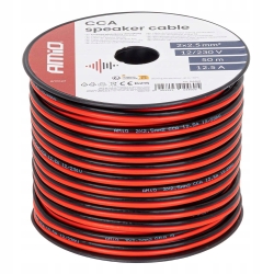Przewód głośnikowy dwużyłowy CCA 2x2.5mm2 50m 12.5A AMIO-04460