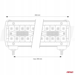 Lampa robocza panelowa LED BAR AWL27 360W 45cm 36000lm 12V 24V AMIO-02541