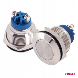 Włącznik przełącznik płaski okrągły stalowy ON/OFF 19mm 5A 12V 230V AMIO
