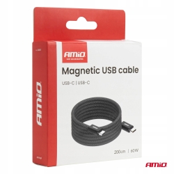 Kabel USB magnetyczny USB-C – USB-C 60W 200cm AMIO-04841