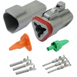 ZŁĄCZE DEUTSCH SZCZELENE 3PIN KOMPLET WTYK+GNIAZDO 16AWG (009349-AK)