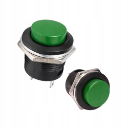 Zielony Przycisk Chwilowy R13-507 16mm 250V 3A - Okrągły Monostabilny