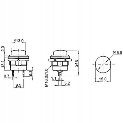 Zielony Przycisk Chwilowy R13-507 16mm 250V 3A - Okrągły Monostabilny
