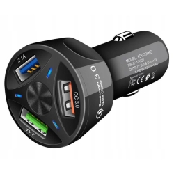Szybka ładowarka samochodowa 3x USB Szybkie ładowanie Quick Charge 3.0