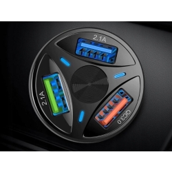 Szybka ładowarka samochodowa 3x USB Szybkie ładowanie Quick Charge 3.0