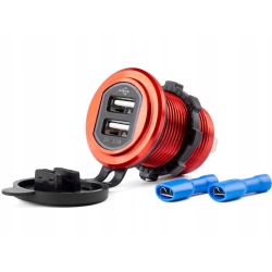 Wodoodporna ładowarka z gniazdami 2xUSB 12V 24V MOD-10 AMIO-02860