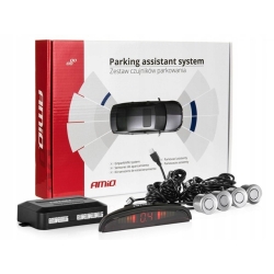 Zestaw czujników parkowania cofania LED 4 sensory srebrne AMIO-01564