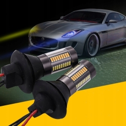 ŻARÓWKI 2w1 ŚWIATŁA DZIENNE DRL KIERUNKOWSKAZY 132x LED PY21W BAU15S CANBUS