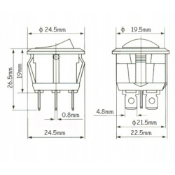 Przełącznik SMRS203 6A 250V OKRĄGŁY ON-OFF-ON