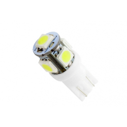 Żarówka LED T10 / W5W 10mm 5 x 5050 SMD 12V zimna Żarówka LED T10 / W5W 10mm 5 x 5050 SMD 12V zimna